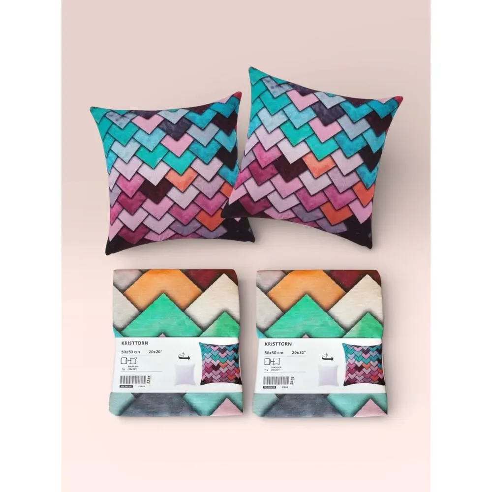 IKEA Decorative Pillow Cases Geometric Chevron Kristtorn Boho Dorm - TWO Covers